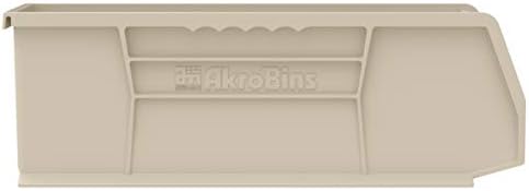 Akro-Mils 30234 AkroBins Plastic Storage Bins, 15"x5"x5", Stone, 12-Pack