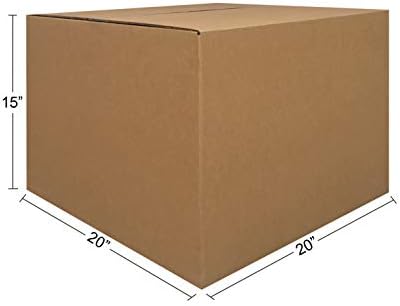 Amazon Basics Cardboard Moving Boxes for Packing and Shipping, Large Size, 20" x 20" x 15", Brown, 6-Pack