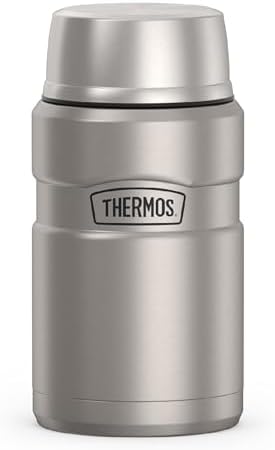 THERMOS Stainless King Food Jar with Bowl, 24oz, Matte Steel
