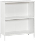 OSP Home Furnishings Ace Contemporary Modern Storage Bookcase with Shelves, 2 Shelves, White Finish