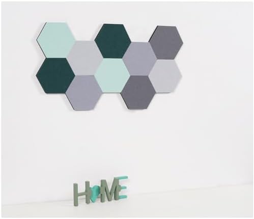 10Pcs Self Adhesive Felt Board Tiles Hexagon Bulletin Board for Walls, Felt Cork Pin Board for Pictures Photos Memos with Push Pins (Color G)