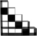 5-Tier Stepped Bookshelf, 15 Cube Storage Organizer, Freestanding Ladder Bookcase, L-Shaped Corner Shelf, Room Divider Shelf, 57.5" Tall Modern Display Shelf for Home Office Living Room