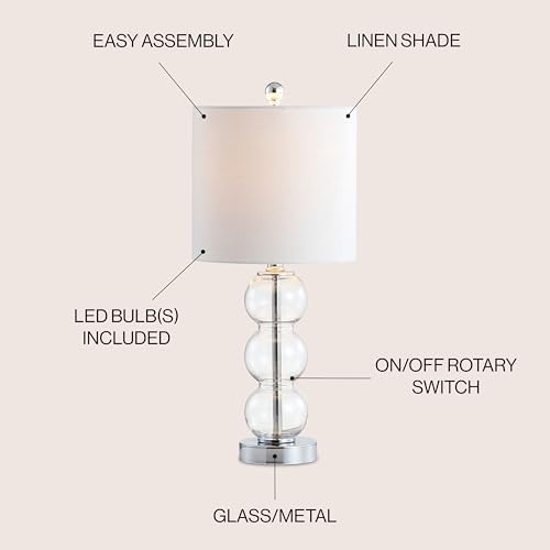 JONATHAN Y February 21" Stacked Sphere Table Lamp, Clear/Chrome