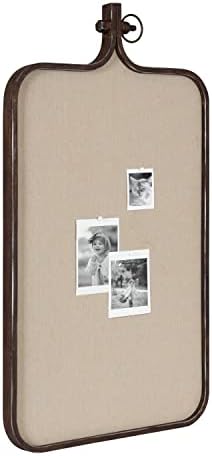 Kate and Laurel Yitro Modern Farmhouse Metal Rectangle Decorative Pinboard, 20 x 35, Rustic Bronze, Industrial Rectangular Bulletin Board with Unique Ornamental Crown