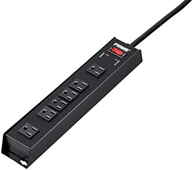 Monoprice Metal Surge Protector - 6 Outlet Power Strip, 1150 Joules 15 Amp, 125 Volt, 1875 Watt, 15 Feet, Black