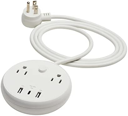 Tripp Lite Safe-IT 30W Surge Protector, 2 Outlets & 2 USB + 1 USB-C Port for Fast Charging, 300 Joules, 6 Foot 5-15P Cord, Manufacturer's Warranty & $25,000 Insurance (TLP26PD30WCAM)