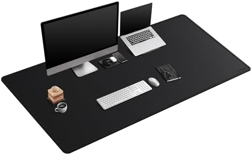 Mydours Giant Desk Mat, 63 x 28-inch Extended PU Leather Desk Pad, (Black)