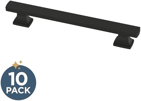 Franklin Brass 10 Pack Matte Black Cabinet Handles 5-1/16 inch (128mm) Kitchen Cabinet Handles and Drawer Pulls for Cupboards and Dressers | Tiered Foot