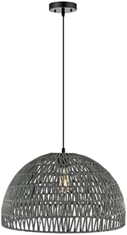 JONATHAN Y Campana 1-Light Pendant Dome Ceiling Lamp, 20", Gray