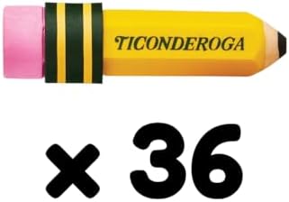 Ticonderoga Pencil Shaped Erasers, 3 Erasers/Pack, 12 Packs