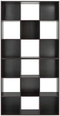 Whitmor 9 Cube Storage Organizer, 3 Tier Stackable MDF Wood Bookcase, Open Storage Display Bookshelf, Storage Cabinet for Living Room, Bedroom, Home, Office, 35.5" L x 11.7" W x 35.5" H, Espresso