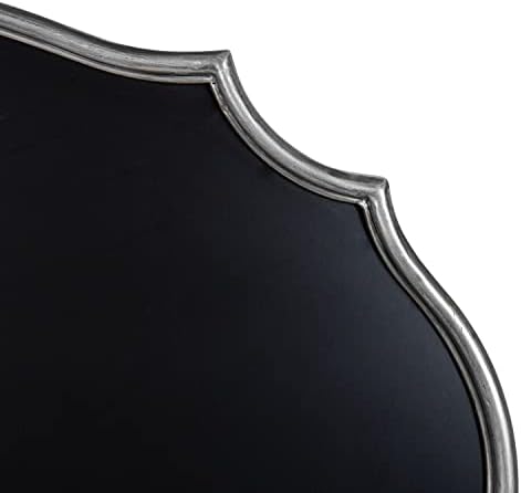 Kate and Laurel Leanna Decorative Scalloped Metal Chalkboard, 24 x 36, Silver, Framed Rounded Oval Vintage Chalkboard for Unique Display, Organization, and Decor