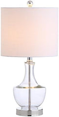 JONATHAN Y Colette 20" Glass Mini Bedside Table Lamp, Clear