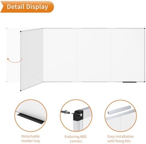 VIZ-PRO Large Magnetic Dry Erase Whiteboard, 120 x 48 Inches, Foldable