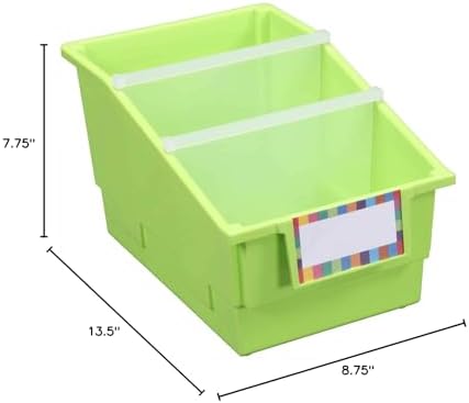 Really Good Stuff Neon Green Chapter Book Library Bins with Dividers