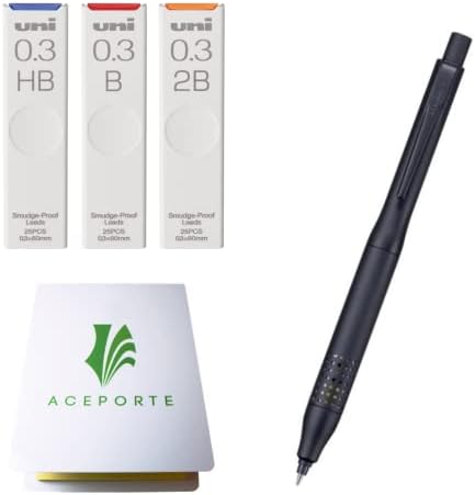 Kuru Toga Advance Upgrade Model 0.3mm Black body + HB/B/2B Refills, Sticky Notes Value Set