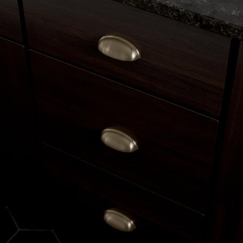Franklin Brass 5 Pack Champagne Bronze Gold Cabinet Handles 3 inch (76mm) Kitchen Cabinet Handles and Drawer Pulls for Cupboards and Dressers | Cup Pull