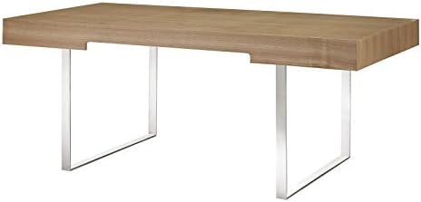 Modway Tinker Contemporary Modern Wood and Stainless Steel Office Desk With Two Drawers in Natural
