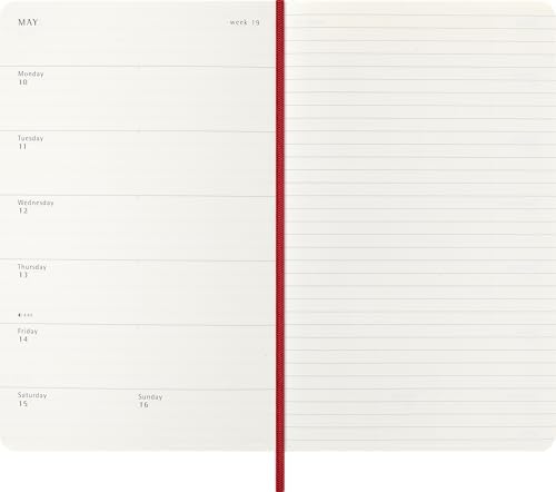 Moleskine 2027 12-Month Weekly Planner, Large, Scarlet Red, Softcover