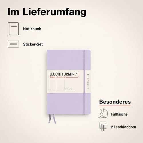 LEUCHTTURM1917 - Notebook Hardcover Composition B5-219 Numbered Pages for Writing and Journaling (Lilac, Plain)