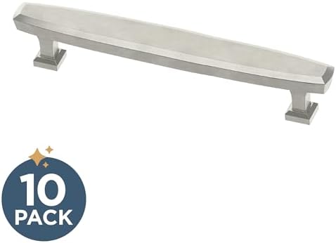 Franklin Brass 10 Pack Brushed Nickel Cabinet Handles 5-1/16 inch (128mm) Kitchen Cabinet Handles and Drawer Pulls for Cupboards and Dressers |Beveled