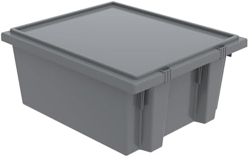 Akro-Mils 35231 Heavy Duty Plastic Lids for 35225 and 35230 Industrial Strength Nest and Stack Storage Bins and Totes for Storage, Grey, 3-Pack