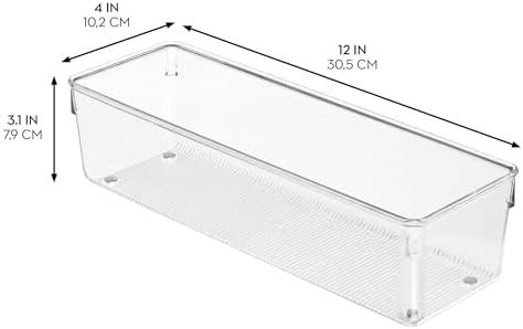 iDesign Plastic Drawer Organizer Bins, Set of 6, Clear