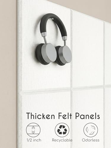 Thick Felt Pin Board Tiles 24 Pack, 11.8x11.8 Bulletin Board for Wall