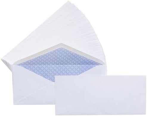 Amazon Basics #10 Security Tinted Business Envelopes for Documents and Invoices, Quality Seal, 4-1/8" x 9-1/2", White, Pack of 500