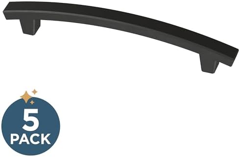 Franklin Brass (5-Pack) – Matte Black Cabinet Handles, 5-1/16 Inch Hole Center, Pulls for Drawers, Kitchen Cabinet Door, Dressers | Pierce