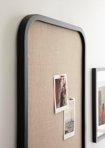 Kate and Laurel Hutton Transitional Wall Pinboard, 20 x 30, Black, Modern Rounded Rectangle Wall Organizer for Use as Cork Board, Vision Board, or Bulletin Board