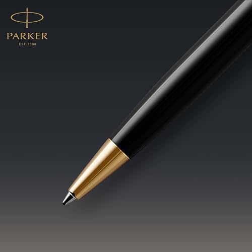 Parker Sonnet Ballpoint Pen Black Lacquer with Gold Trim Medium Point Black Ink (1931497)