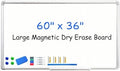 DEVELOP Magnetic Large Dry Erase White Board, 60 x 36 Inches / 5’ x 3’ Wall-Mounted Whiteboard for Office Classroom Home, Includes 4 Markers, 4 Magnets, Ruler & Erase