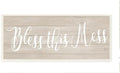 Stupell Industries Bless This Mess Family Home Inspirational Word Textured Wood Design Wall Plaque Art by Anna Quach, 7 x 0.5 x 17, Multi-Color
