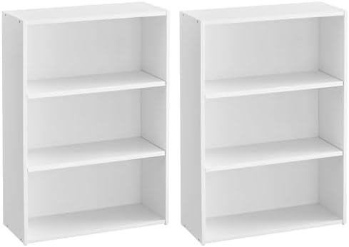 VASAGLE Set of 2 3-Tier Bookshelves, 23.6 Inches Wide
