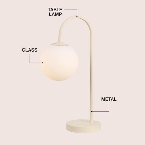 JONATHAN Y Arco 18.25" Beige Arched Metal Table Lamp with Globe Shade