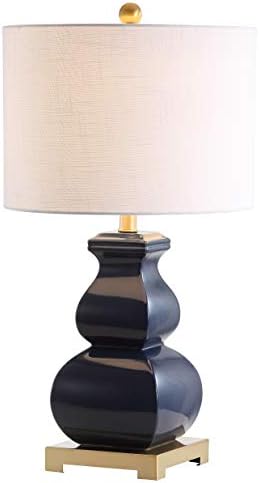 JONATHAN Y Vienna 25.5" Ceramic Metal Footed Vase Table Lamp, Navy/Gold