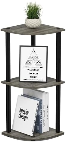 Furinno Turn-N-Tube Toolless Assembly 3-Tier Storage Shelves, French Oak