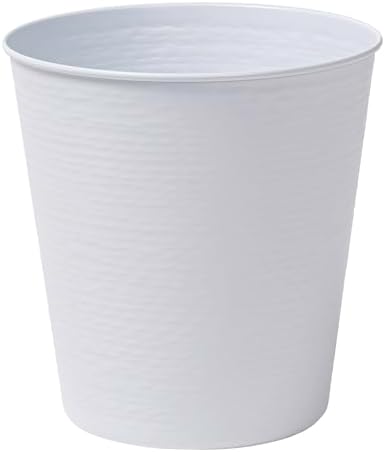 happimess Remi 2.1 Gal Textured Steel Wastebasket, Matte White