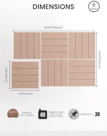 Bumusty 36" x 24" Large Cork Board Alternative, Terracotta