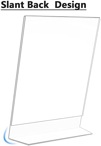 MaxGear Acrylic Sign Holder 5 x 7 Inches 12 Pack, Vertical L Shape