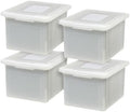 IRIS USA 4-Pack 35 Qt. Letter File Box with Lid, Pearl | Organize lesson plans, classroom files and teaching materials with secure storage for teachers, schools and educators