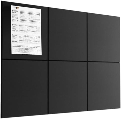 MaxGear Felt Bulletin Board 36" x 24", Black Felt Wall Tiles Push Pins