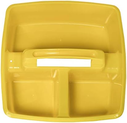 Storex 3-Compartment Small Caddy – Multipurpose Classroom Organizer with Handle, Yellow, 6-Pack (00950U06C)