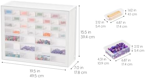 IRIS USA 44-Drawer Small Parts Storage Cabinet, Crafts, Made in USA, White