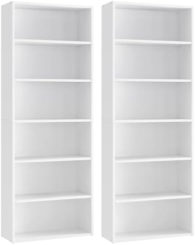VASAGLE Set of 2 6-Tier Bookshelves, 23.6 Inches Wide