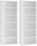 VASAGLE Set of 2 6-Tier Bookshelves, 23.6 Inches Wide