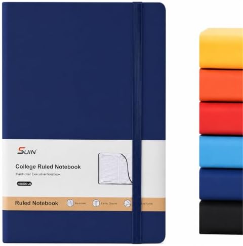 SUIN A5 Hardcover Lined Journal Notebook, 200 Pages, Navy Blue, 1 Pack