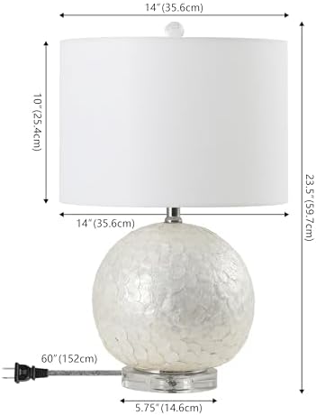 JONATHAN Y Zuri Table Lamp Capiz Seashell Sphere 23.5", Pearl White