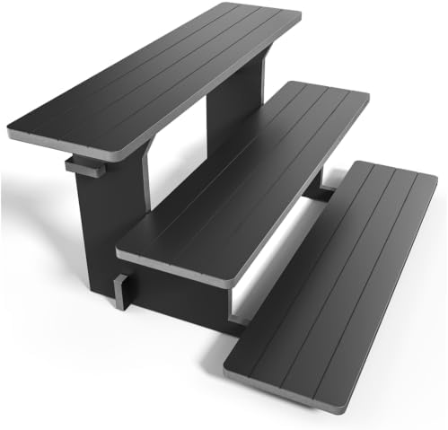 3 Tier Vendor Display Stand, Black PVC Shelves for Craft Fairs & Markets